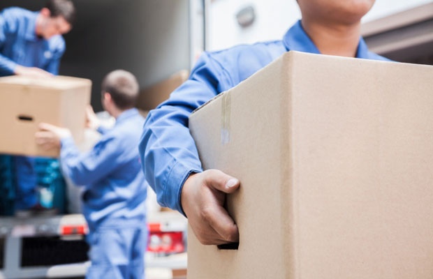 荷物を運ぶ引越し業者のスタッフ